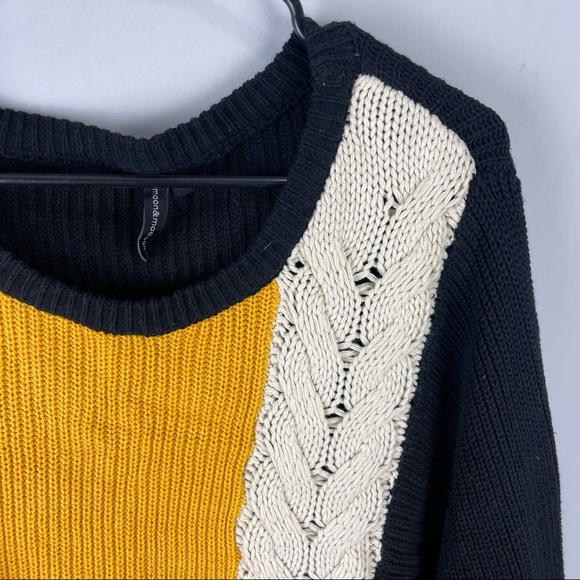 Moon & Madison Oversized Chunky Sweater Colorblock Pullover Dolman sz L Rib Knit - Picture 8 of 9